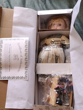 Heritage Signature Collection Porcelain Doll Kaylee & Wagon.